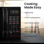 0.7 Cu Ft Microwave Countertop Small with Digital Display, 700 watt Microwave Black has 10 Power Levels & Auto Defrost Function Mini Microwave Oven Compact With Child Lock For Dorm, Home, Office