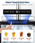 VEVOR Beer Kegerator, Dual Tap Home Draft Beer Dispenser for Ball Lock, Full Size Keg Refrigerator with 5lbs CO2 Tank, Hold 2 Sixth / 2 Slim / 3 Ball lock keg, 162L