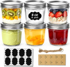 ComSaf Wide Mouth Mason Jars with Lids 8 oz 6Pcs, Half Pint Small Mason Containers, Canning Jars for Jam, Jelly, Meal Prep, Overnight Oats, Yogurt Parfait, Shower Wedding Favors, DIY Candles Decor