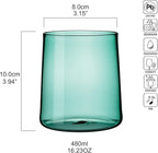 Emerald Green Glass Tumbler Set of 4 – 16.5 oz Borosilicate Drinkware – Durable, Lead-Free, Dishwasher Safe – Unique Colored Glasses for Any Drink