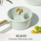 CAROTE Ceramic Cookware Set Nonstick, 14pcs Pots and Pans Set Nonstick, Non-Toxic & PFAS-Free, Dishwasher, RV/Camping Cookware Set, Cooking Pots with Lids, Sage Green