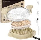 Cleangor Chicken Shredder Tool Twist Large, BPA Free Meat Shredder with Ergonomic Handle, Non-Slip Food Shredder Tool for Pork, Beef, Set of Chicken Breast Shredder with Brush & Fork (1, Tapioca)
