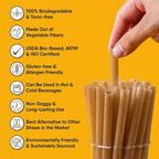 The Veggie Straws – 450 PCS of 4.75 Inches Unwrapped Biodegradable Drink Stirrers – Made of Vegetable Fibers, Best Cocktail Stirrers for Drinks of All Kinds