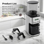 URintells Cuising Espresso Grinder, Burr Coffee Grinder with 51 Grind Settings, Precision Timer, Stainless Steel Coffee Grinder with Easy Cleaning, Anti-Static Design & 3 Operation Modes