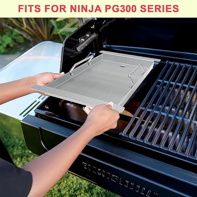 Half Griddle for Ninja FlexFlame PG300 Grills, Stainless Steel Sizzle Griddle Plate for Ninja-Flex Flame Grill Accessories XSKHLFGRIDLE, Even Heat Distribution & Versatility For Cooking 17''L x 12''W