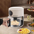 Glass Air Fryer 3.81QT with 360° View, 1200W Touchscreen & 8 Presets, Borosilicate Glass Pot for Healthy Frying, Family Kitchens, Restaurants (White)