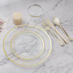 BESTVIP 100PCS Clear Plastic Plate, Disposable Party Plates with 50 Dinner and 50 Dessert Plates, Plastic Plate for Party, Wedding and Birthday