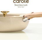 CAROTE 22PCS Pots and Pans set Non Stick, Ceramic Cookware Set, RV Kitchen Cooking Set Removable Handles, Oven Safe, Induction Coolware, Non-toxic Kitchen Cooking Set, PFAS and PFOA Free