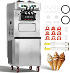 Commercial Soft Serve Ice Cream Machine, 115V Floor Standing, 32-42L/H Output, 2 x 6L Hoppers, True Independent Left/Right System, 2 Compressors, Smart Displays