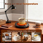 Coffee Mug Warmer - Large Candle Warmer Plate, 2-Temp Setting (131℉ & 113℉) & Fast Heating, Elegant Desk Warmer for Coffee/Tea/Milk/Candle, Ideal Office Home Gift (Black)