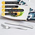 LIANYU 60-Piece Silverware Flatware Set for 12, Stainless Steel Cutlery Set, Kitchen Restaurant Tableware, Mirror Finished, Dishwasher Safe