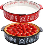 Covzoe 2 Pack Ceramic Pie Pan, 9 Inch Non-Stick Baking Dish with Double Handle, 44 Oz Deep and Fluted Pie Plate for Apple Pies, Quiche, Thanksgiving,Housewarming Gift