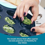 Trudeau 24-Cup Silicone Muffin Pan – Hybrid Non-Stick Bakeware with Steel Frame, Flexible Silicone with Hard Lining to Hold Shape, BPA-Free, Dishwasher Safe, Heat Safe to 428°F, Grey/Mint