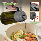YARRAMATE 16oz/470ml Dark Green Oil Sprayer for Cooking with Stickers, Food-grade Premium 2 in 1 Olive Oil Dispenser Bottle for Kitchen Gadgets, Air Fryer, Salad, Frying, BBQ (Grey)