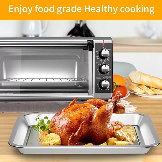 Convection Toaster Oven Replacement Parts for BLACK DECKER 8 Slice Extra Wide Convection Toaster Oven, 14.6×8.8 IN Food Grade Grill Pan Grill Plate Rack Tray Crisper Plate Accessories