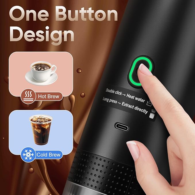 Gugxiom Portable Electric Espresso Machine, 3-in-1 Travel Coffee Maker with Self-Heating, Portable Coffee Maker for Travel, Car Espresso Maker Compatible with Ground Coffee & Capsule