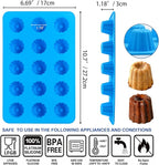 Sidosir 2Pcs Small Canele Mold Silicone, 15-Cavity Mini Nonstick Canele Silicone Baking Cake Pan for Bread Muffin, Non-Stick Madeline Pans for Baking