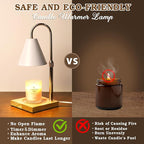 White Candle Warmer Lamp with Timer Dimmer, Electric Candle Lamp Warmer for Bedroom Decor, Birthday Gifts for Mom, Adjustable Metal Candle Lamp, Christmas Gifts, Home Decor for House Warming Gifts