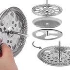 34 oz French Press 3.75 Inch Filter Replacement Parts 3 Pieces Stainless-Steel Set Containing Spiral Disk, 8 Cup Mesh French Press Screen and Cross Disk for 1000L French Press