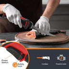 VLOXO Electric Fillet Knife, Cordless Fillet Knife with 4 Stainless Steel Blades Safety Lock Non-Slip Grip Handle Storage Case Rechargeable Electric Knives for Filleting, Meat, Bread, Turkey