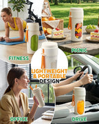 Portable Blender for Smoothies, BPA Free Mini Blender for Mixing Protein Powder, 15 Oz Dishwasher Safe Portable Bottle with 12-Blade, Rechargable Sport Bottle Compact and Easy to Clean