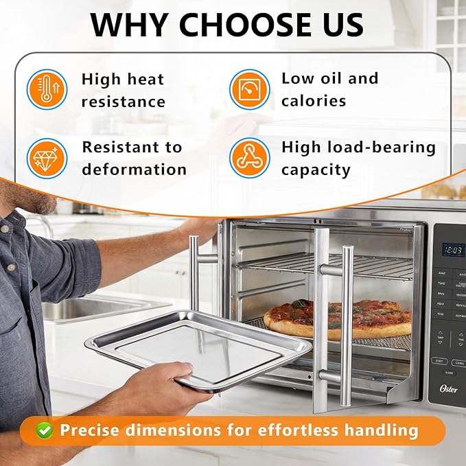 Toaster Oven Replacement Parts - 3 IN 1 Tray Basket Rack Kit Compatible with Gourmia GTF7655 GTF7460 GTF7465 Digital Air Fryer Toaster Oven | French Door 1700W 24L 17 Cooking Presets