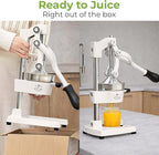 Zulay Kitchen Cast Iron Juicer - Easy-to-Clean Heavy-Duty Manual Juicer, Professional Citrus Juicer - Stainless Steel Lemon Squeezer - Manual Citrus Press & Orange Squeezer - Orange Juicer – White