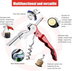 6 Pieces wine key wine opener Professional Waiter Corkscrews Stainless bottle opener Fold Serrated Foil Cutter Key for Family, Company Party,Bars,Restaurants(red)