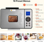 Happybuy Bread Maker, Dough Machine(19-in-1 2LB), Nonstick Ceramic Pan Automatic Breadmaker with Gluten Free Setting, Whole Wheat Bread Making, Digital, Programmable, 3 Loaf Sizes, 3 Crust Colors