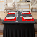 Linen Fabric Placemats Set of 6, Machine Washable, Heat Resistant, Wrinkle Free, Thick Polyester Kitchen Place Mats for Dining Table (Red)