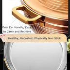 Stainless Steel Moroccan Tagine Pot, Large Moroccan Tajine Casserole with Cone-Shaped Lid, Non Stick Tagine Cooking Pot with 2 Handles(24cm/9.4in, Gold)