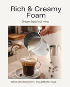 Huogary Milk Frother, 4 in 1 Electric Milk Steamer, Automatic Hot & Cold Foam Maker, Milk Warmer for Coffee, Latte, Cappuccino, Macchiato, 120V White