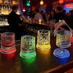 Spinning Whiskey Glasses Set, 360 Degree Rotating Old Fashioned Crystal Tumbler with Unique Relief Base, Rotatable Cocktail Wine Cup for Flavor, Drinking Glassware & Bar Accessories