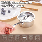 Mini Sauce Pan with Lid, Tri-Ply Stainless Steel Pot with Stay-Cool Handle & All Cooktop Compatibility (Gas, Ceramic, Electric) - Silver