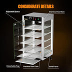 ROVSUN 5-Tier Commercial Food Warmer, 15" Pizza Warmer Food Warmer Display with LED Adjustable Lighting Glass Door Removable Shelves, Countertop Electric Food Warmer for Buffet Restaurant 110V 800W