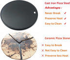 Round Pizza Steel 12" - Reversible 3D Cast Creates Gorgeous Crusts, Enamelled Cast Iron Pizza Baking Stone For Oven, Round Griddle, Speed & Even Heating Baking Steel Griddle