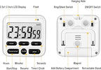 KTKUDY Digital Kitchen Timer with Mute/Loud Alarm Switch ON/Off Switch, 12-Hour Clock & Alarm, Memory Function Count Up & Count Down for Kids Teachers Cooking, Large LCD Display, Strong Magnet (White)