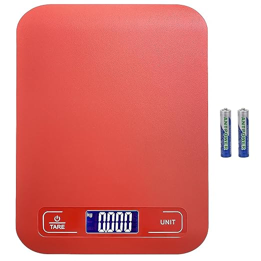 Digital Shipping Scale,Stainless Steel Panel, Accurate Portable Postal Scale for Packages, Small Business,Kitchen, Food, Handmade, Liquids, and Boutique (Red Battery(5kg/1g))