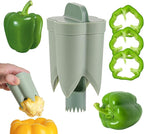 Pepper Corer Remover,2 in 1 Fruit and Vegetable Core Tool Quickly Cutting Remove Pepper Cutter for Kitchen Family Camping BBQ(COLOR:Green)