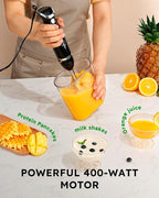 Sangcon 6-in-1 Immersion Blender Handheld, Hand Blender with Chopper & 34oz Blending Cup Storage Base, 2-Speed Adjustable Stick Blender,Stainless Steel Blades, Detachable Blender, Whisk, Milk Frother