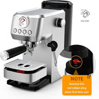 MAttinata Espresso Machine 20 Bar, Espresso Coffee Maker with Professional Milk Frother Steam Wand for Cappuccino & Latte, 49oz Removable Water Tank for Home, Stainless Steel