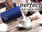 Zulay 4-in-1 Milk Frother & Steamer – Automatic Hot & Cold Foam Maker, Milk Warmer & Chocolate Mixer – 10oz/300ml Capacity, Nonstick Stainless Steel Interior, Quiet One-Touch Operation – Blue