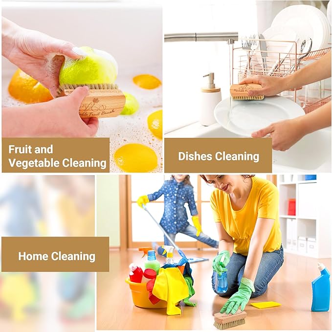 Vegetable Brush,2 Veggie Wash Brushes Potato Brush Cleaning Brush for Potato Carrot Cucumber and Fruits Vegetable Brush Scrubber for Food
