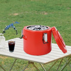 Eapmic 5.28Qt Insulated Food Container, Stainless Steel Container, 5L Commercial Soup Carrier 15 Hours Heat Preservation for Hot and Cold Food Storage Restaurant Canteen Home Lunch Use (Red, 5L)