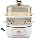 HEEPDD 2 Tier Electric Steam Pot, Steamers Multipurpose Cooker with Removable Steaming Trays, for Soup Noodles Seafood Vegetables 2 Tier Electric Steam Pot, 1200W 10.5L Stackable (US Plug 110V 700W)