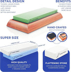 Sharp Pebble Knife Sharpening Stones Kit -Grits 400/1000/6000 Extra Large Whetstone- Wet Stone Knives Sharpener Set with NonSlip Bamboo Base & Flattening Stone