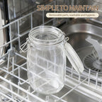 ODBCYWM 68oz Glass Food Storage Jars with Airtight Lids, Set of 3 – Clear Preserving Seal Wire Clip Fastening Canisters for Kitchen Canning, Flour, Cereal, Pasta, Sugar, Beans, Pickling Jars (68oz*3)