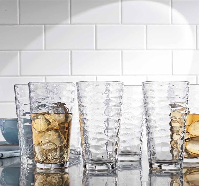 Glaver's Drinking Glasses Set of 10 Highball Glass Cups, 17 Oz Cooler Glassware. Home and Bar Everyday Basic Drinkware Elegant Kitchen Glasses for Water, Juice, Cocktails, Iced Tea.
