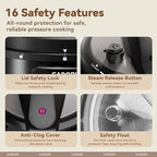 12-in-1 Electric Pressure Cooker 8 Quart, 1200W olla de presion Multi-Cooker with Stainless Steel Pot, Slow Rice Cooker, Saute, Steamer, Yogurt & Food Warmer, Delay Timer, Black