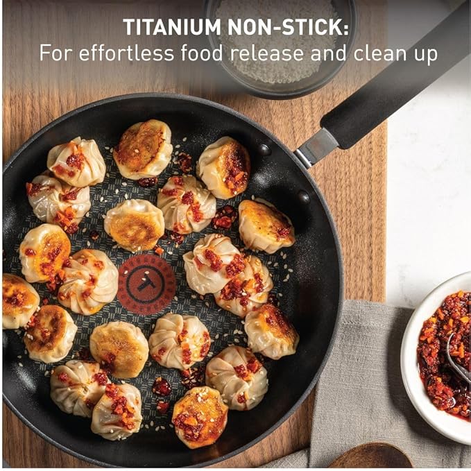 T-Fal Ultimate Hard Anodized Nonstick Fry Pan With Lid 10 Inch, Oven Broiler Safe 400F, Lid Safe 350F, Cookware, Kitchen, Home, Versatile Frying Pan, Skillet, Pots and Pans, Dishwasher Safe, Onyx